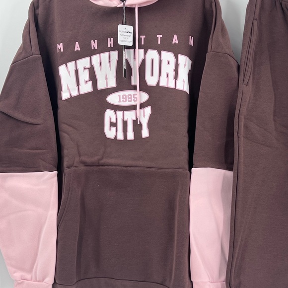 Fashion nova NY Baby Fleece Jogger Set - Brown new large - Picture 2 of 11